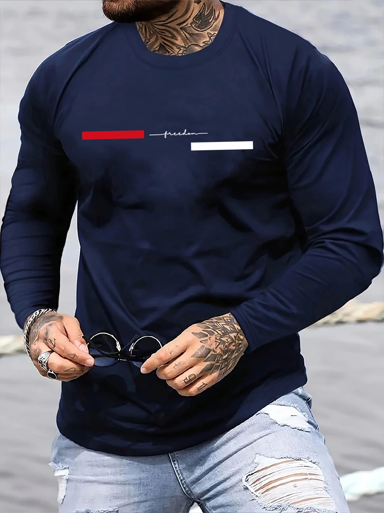 Summer Clothing Types - Red black Line men's long sleeved