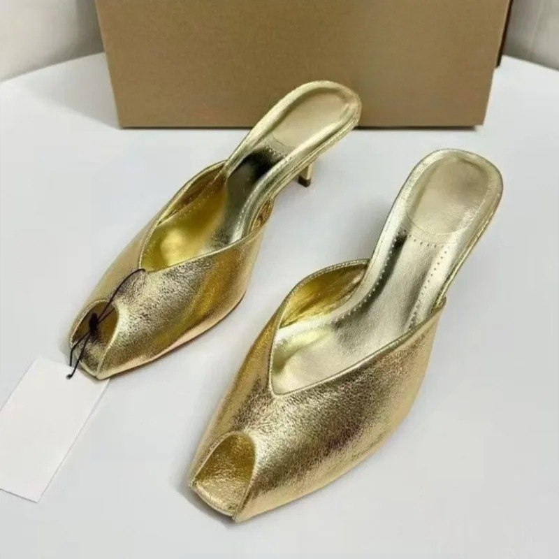 Summer Clothing Dress - Women's Pumps Designer Gold Women Mules