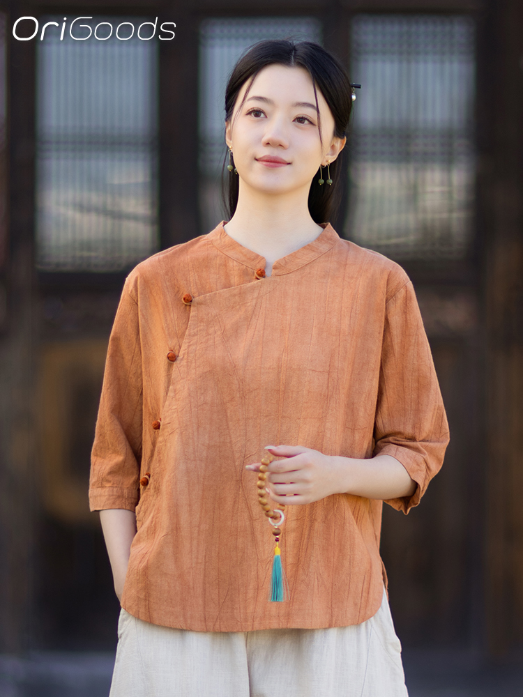 Summer Clothing Japan - OriGoods Tie Dye Shirt Woman Ramie