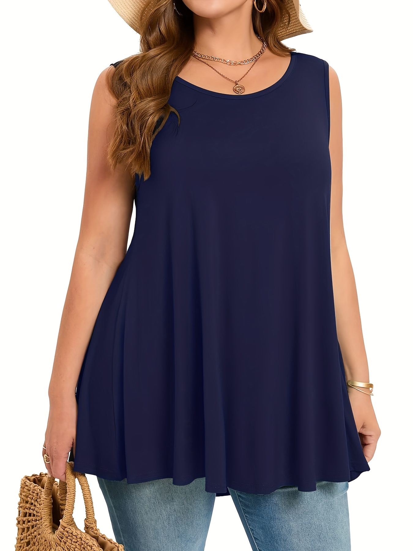 Plus Size Simple Solid Tank To - Summer Clothing Styles For Women review and price