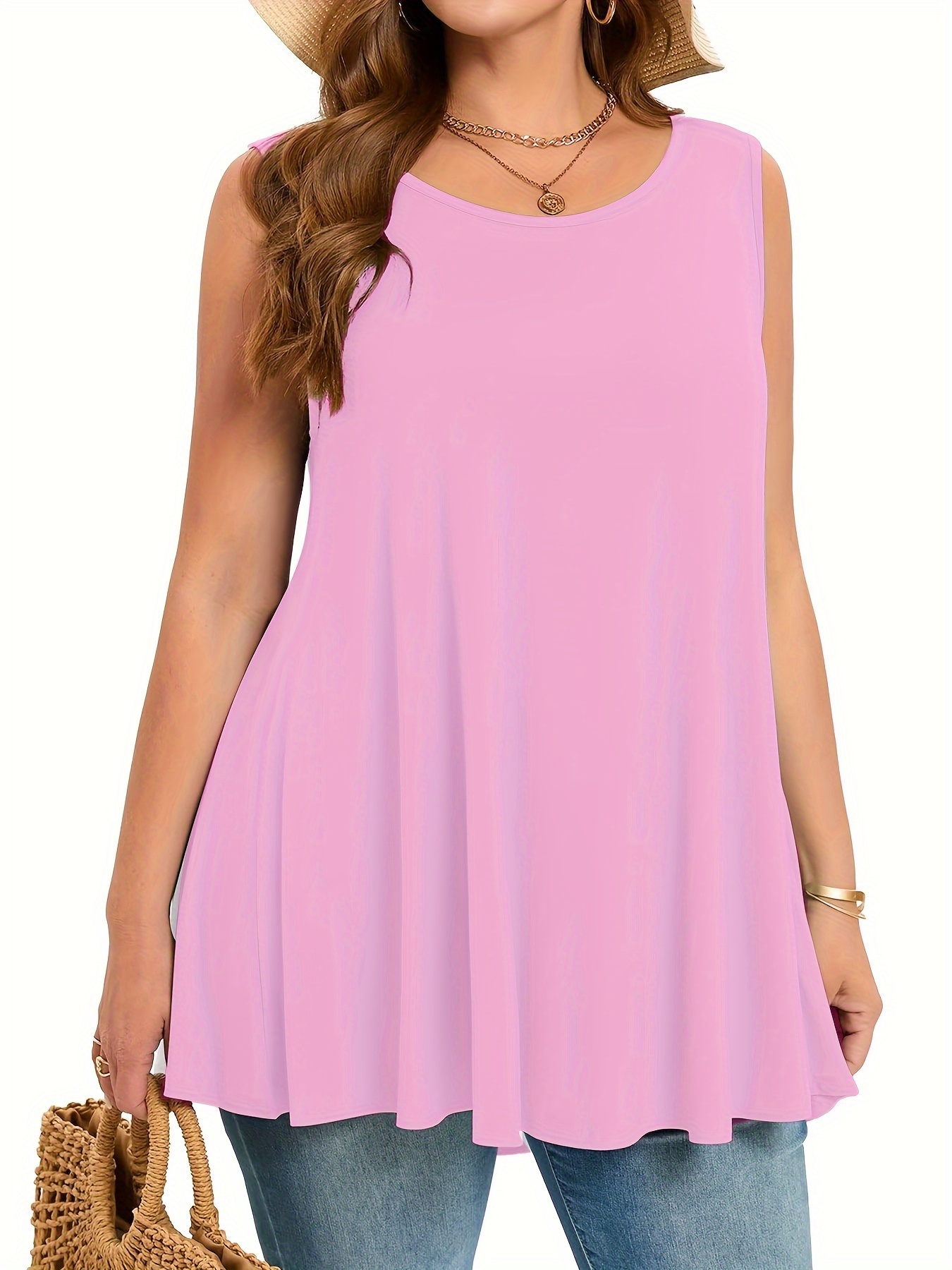 Plus Size Simple Solid Tank To - Summer Clothing Styles For Women review and price