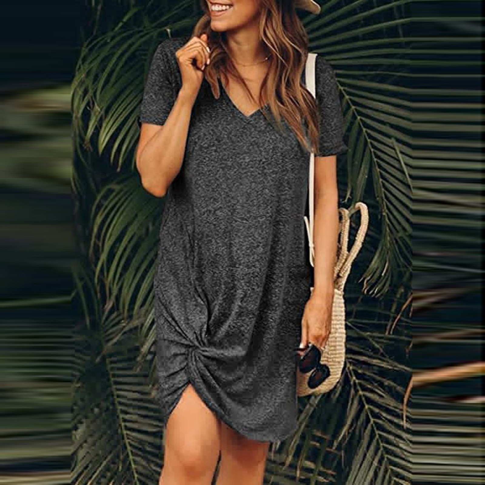 Casual Twist Hem Dress Women H - Summer Clothing Essentials Women review and price