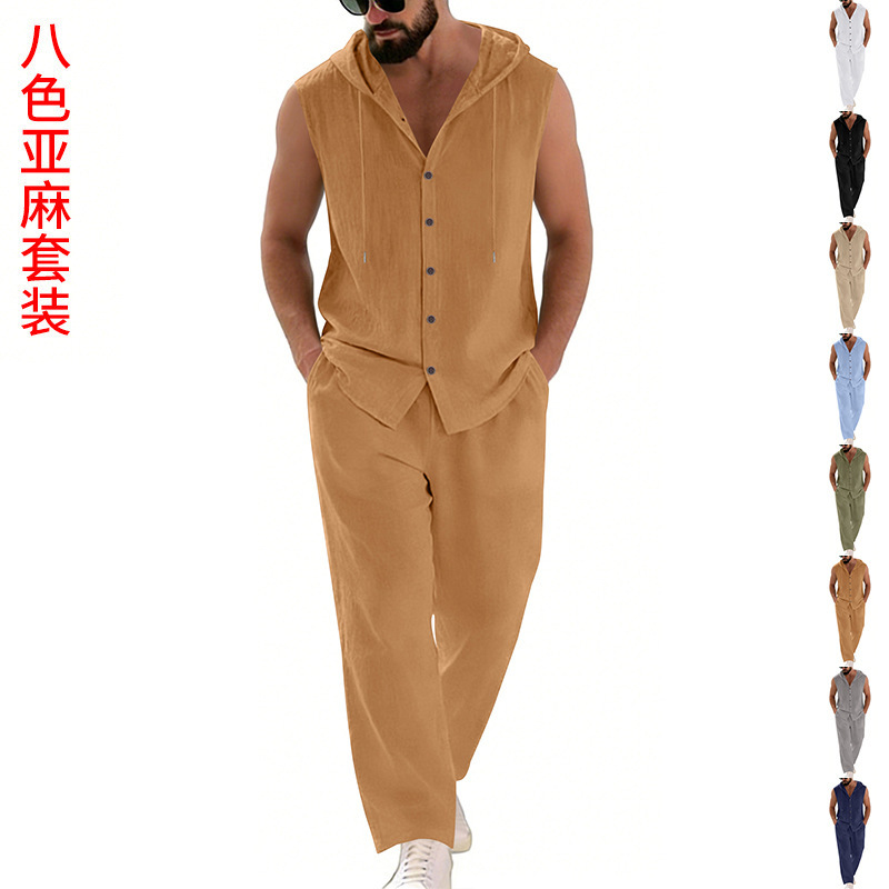Men's Casual Linen Suit Hooded - Summer Clothing Usa review and price