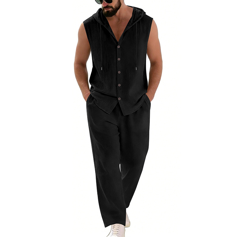 Men's Casual Linen Suit Hooded - Summer Clothing Usa review and price