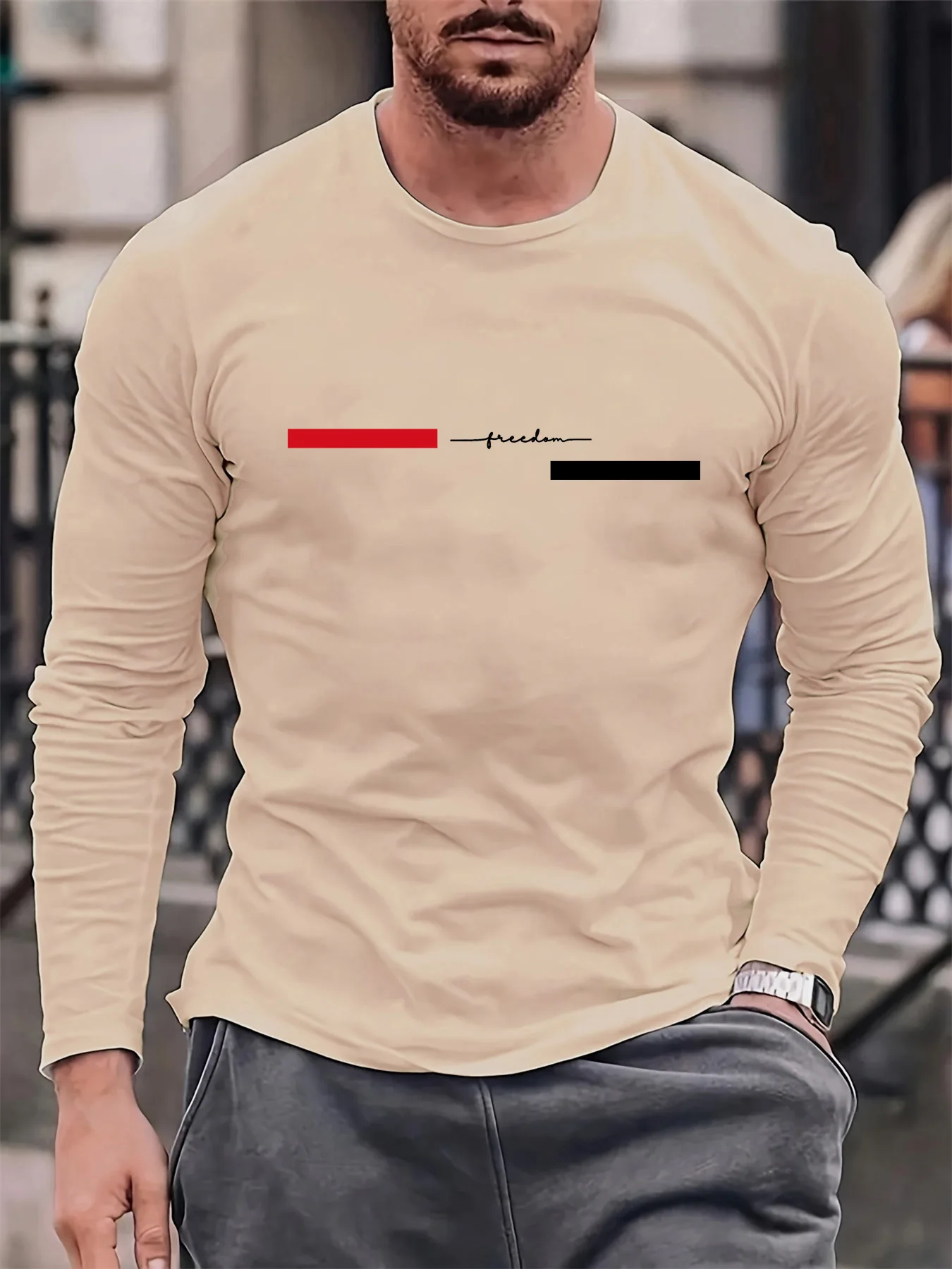 Red black Line men's long slee - Summer Clothing Types review and price