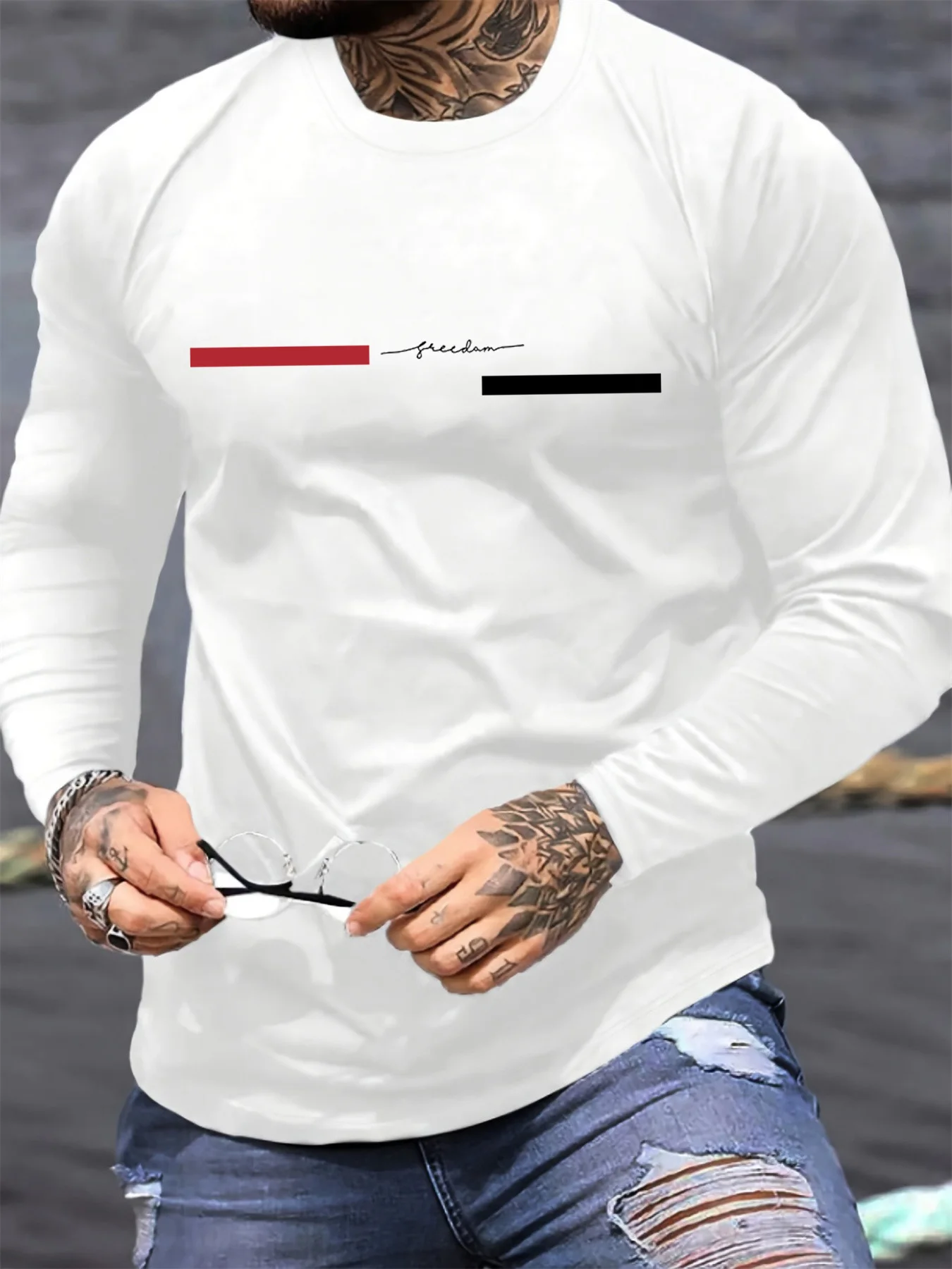 Red black Line men's long slee - Summer Clothing Types review and price