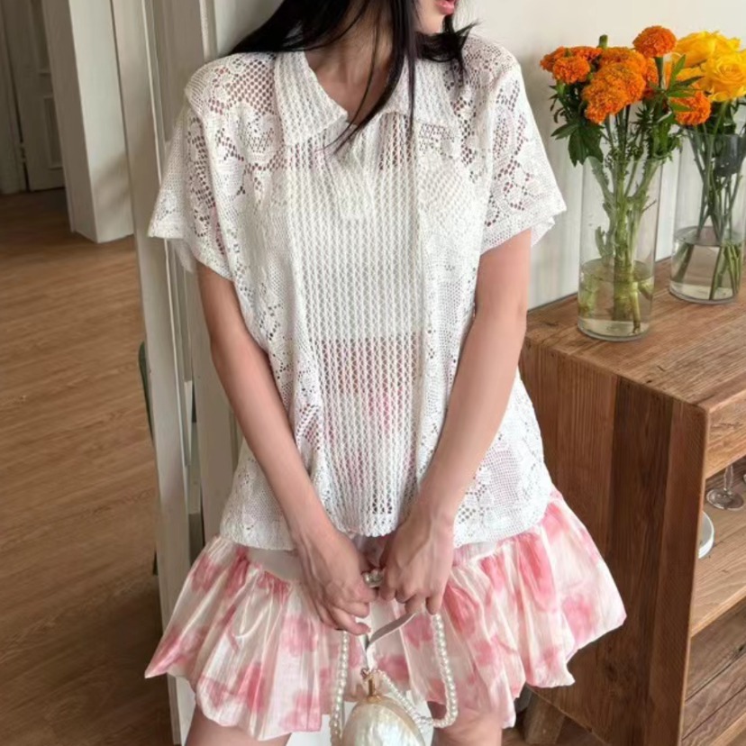 Retro  Collar Lace Shirt Women - Summer Clothing Online Shopping review and price