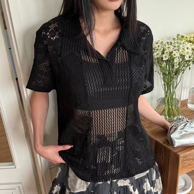 Retro  Collar Lace Shirt Women - Summer Clothing Online Shopping review and price