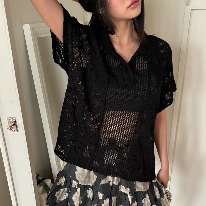 Retro  Collar Lace Shirt Women - Summer Clothing Online Shopping review and price