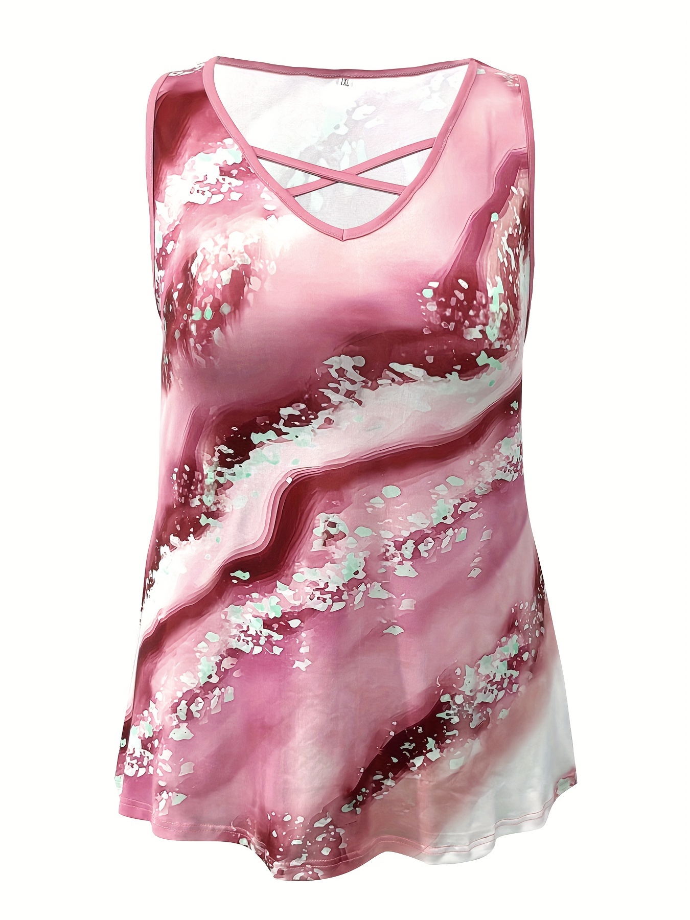 Plus Size Marble Print Tank To - Summer Clothing Styles For Women review and price